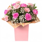 Pink Rose and Carnation Hand-Tied